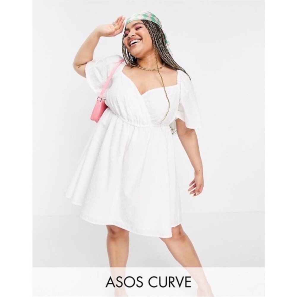 ASOS Curve Babydoll Smock Textured Dress